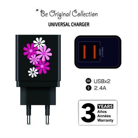 TECH-ONE-TECH TEC2601 Cargador de Pared Doble USB 12W Negro